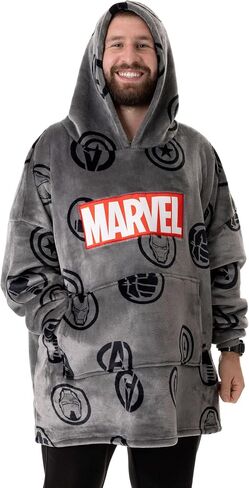 Marvel Mens Wearable Blanket Hoodie | Adults Pullover with Character and All Over Print Graphics in Kuwait