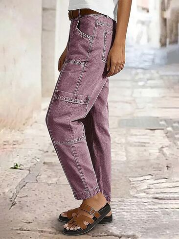 بنطال Flamingals Barle Leg للنساء متوسط ​​الارتفاع كاجوال عصري بدرزات أمامية وجيب in Kuwait