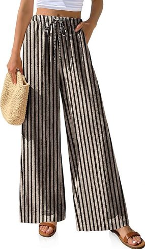TARSE Women Linen Palazzo Pants Summer Wide Leg Casual Lounge Pant 2026 Beach Travel Vacation Outfits in Kuwait