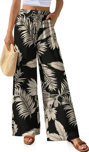 TARSE Women Linen Palazzo Pants Summer Wide Leg Casual Lounge Pant 2026 Beach Travel Vacation Outfits in Kuwait