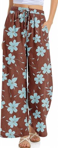 TARSE Women Linen Palazzo Pants Summer Wide Leg Casual Lounge Pant 2026 Beach Travel Vacation Outfits in Kuwait