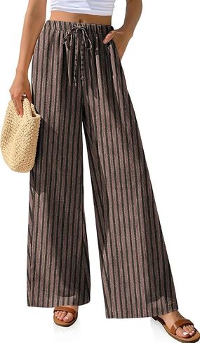 TARSE Women Linen Palazzo Pants Summer Wide Leg Casual Lounge Pant 2026 Beach Travel Vacation Outfits in Kuwait