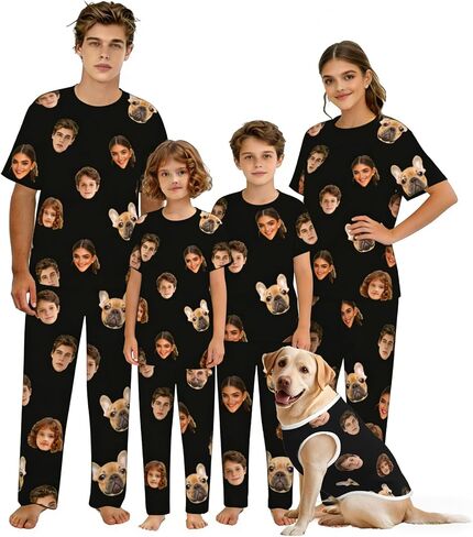 Personalized gift Custom Family Matching Pajamas Sets with face picture Funny Pajamas shirts and pants for couples in Kuwait