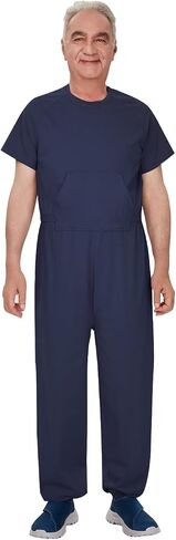 Adaptive Clothing for Men, Anti-Strip Back-Zip Jumpsuit Cotton Romper- Elderly Easy Care Onesie for Special Needs in Saudi Arabia