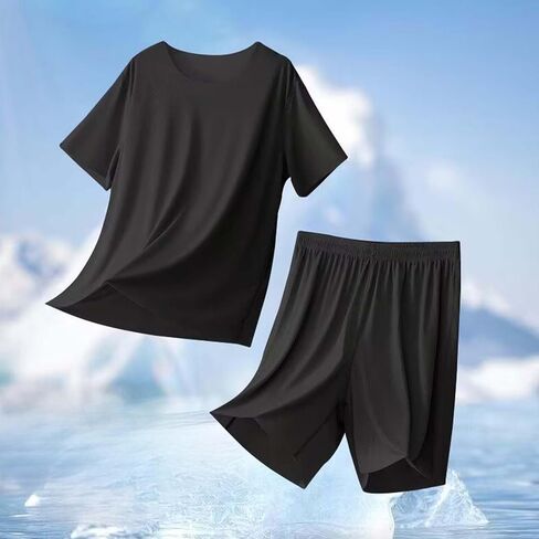 Lastesso Pajamas for Men Short Sleeve and Shorts Summer Loungewear Sets Casual Two Piece Sleepwear Lightweight Pjs Set in Saudi Arabia