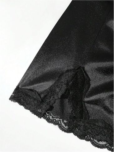 GORGLITTER Women's Lace Satin Mini Skirts Y2k Ruched Slit Bodycon Party Club Night Out Short Skirt in Kuwait
