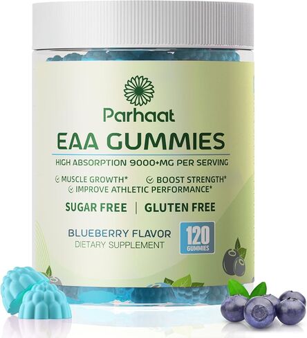 EAA Gummies 120 Gummies (Strawberry), Essential Amino Acids - All 9 Essential Aminos (EAA) and All Branched-Chain Aminos (BCAAs), Non-GMO, Gluten Free, Vegetarian Friendly in Saudi Arabia