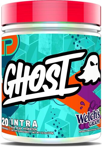 GHOST Intra Workout Powder, Welch's Grape - BCAAs &, EAAs, Nootropics & Hydration - Essential & Branch Chain Amino Acids Supports Muscle Recovery & Focus - Pre, Intra & Post Workout Powders in Saudi Arabia