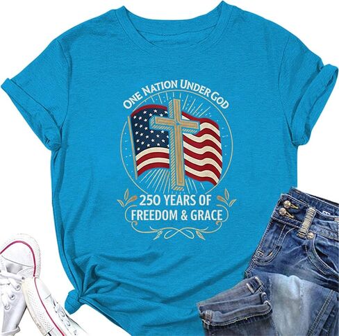 250th Anniversary USA Shirts Womens America Flag Graphic T-Shirt in Saudi Arabia