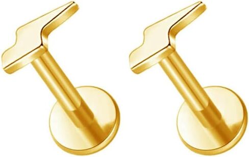 16G G23 التيتانيوم أقراط مسطحة الظهر ترصيع للنساء 14K الذهب صغير القلب نجمة البرق محارة اللولب الزنمة قرط مسمار مسطح الحد الأدنى Labret مونرو الشفاه خواتم ترصيع 2PCS in Kuwait