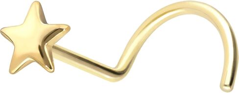 PIERCINGLINE real gold 14/18 carat nose ring spiral | STAR | tiny nose stud nose piercing in Saudi Arabia