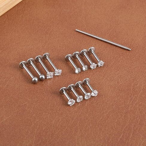 12Pcs 16G Lip Labret Medusa Rings Studs 316L Surgical Lip Studs Internally Threaded Labret Snake Bite Piercing Jewelry Lips Ring for Flat Back Catilage Tragus Helix Daith Ear Piercings Lips Studs in Saudi Arabia