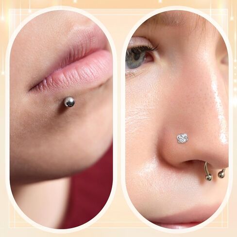 12Pcs 16G Lip Labret Medusa Rings Studs 316L Surgical Lip Studs Internally Threaded Labret Snake Bite Piercing Jewelry Lips Ring for Flat Back Catilage Tragus Helix Daith Ear Piercings Lips Studs in Saudi Arabia