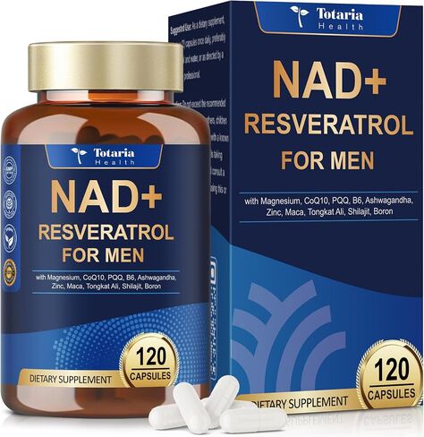 Totaria NAD+ Support for Men - NAD Trans-Resveratrol Supplement with CoQ10, PQQ, Magnesium,Ashwagandha – NMN & NMNH Alternative - Cell Energy & Vitality – 120 Capsules in Saudi Arabia