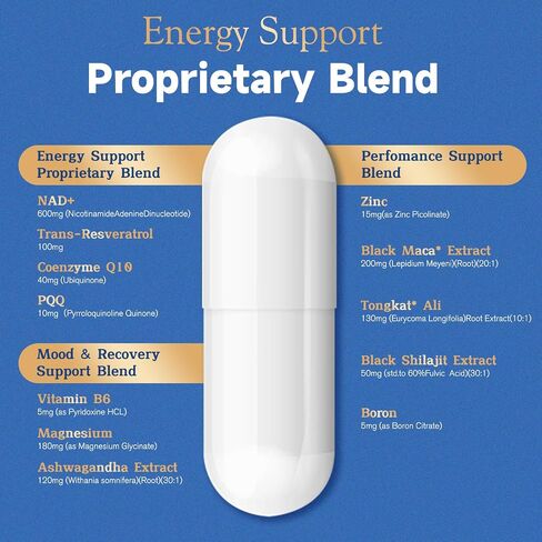 Totaria NAD+ Support for Men - NAD Trans-Resveratrol Supplement with CoQ10, PQQ, Magnesium,Ashwagandha – NMN & NMNH Alternative - Cell Energy & Vitality – 120 Capsules in Saudi Arabia