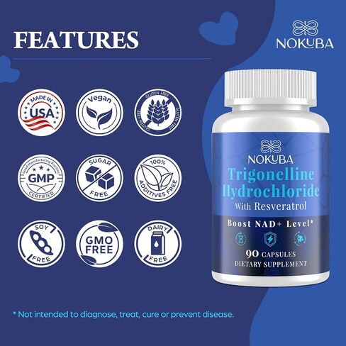 NMNH Strengthen Alternative with Trigonelline HCL 500mg & Resveratrol 100mg | NAD Supplement for Women & Men | Plant Extraction NAD+ Precursors for Energy Boost & Healthy Aging | 180 Capsules in Saudi Arabia