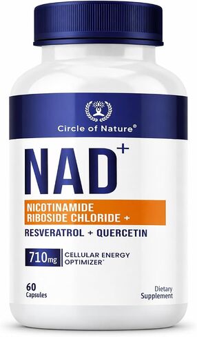 CIRCLE OF NATURE NAD+ Supplement Nicotinamide Riboside Chloride with Resveratrol, for Anti-Aging | Cellular Energy| Quercetin & Fenugreek 3rd Party Tested, 60 Capsules in Saudi Arabia