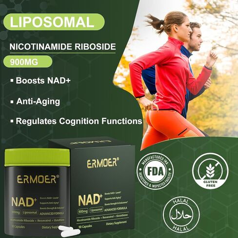 NAD Liposomal Nicotinamide Riboside with Resveratrol & Quercetin 900mg, NAD Resveratrol Supplement for Anti Aging, Energy, Antioxidant, Focus (90 Count) in Kuwait