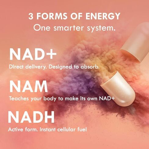 NAD+ Supplement – Triple Action Liposomal NAD+ & NADH Formula for Cellular Energy, Mitochondrial Support, and Longevity, Developed by Dr. Halland, 60 Capsules (30-Day Supply) in Kuwait