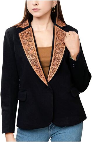American Darling Genuine leather Hand tooled carved Women Blazer dress jacket | Vintage in Kuwait