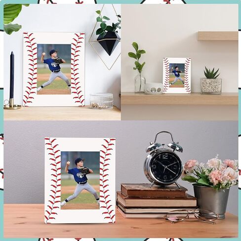Denylo pro 2 Pcs Baseball Picture Frame 4x6 Inch Baseball Tabletop Picture Frame Sports Theme Photo Frame Wood Frame Gifts for Fathers Day Team Player Women Men Athletes in Kuwait