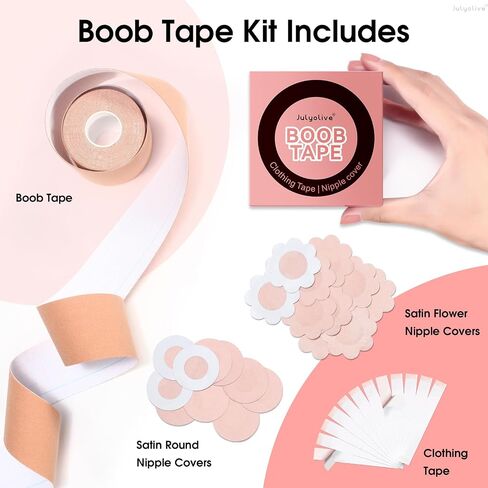 Boob Tape Kit- Boobytape for Breast Lift with Petals, Breathable Adhesive Sticky Bra Tape, Push Up Nipple Tape in Kuwait