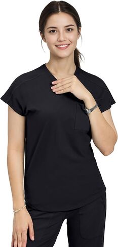 Scrubs for Women Set, V Neck Top & Straight Leg Pants | 6 Pockets, High Elastic Soft Fabric, Drop Shoulder, Slit Hem Yoga Scrub Pants for Easy Movement (Previously COZYFIT) in Saudi Arabia