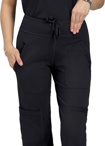 Scrubs for Women Set, V Neck Top & Straight Leg Pants | 6 Pockets, High Elastic Soft Fabric, Drop Shoulder, Slit Hem Yoga Scrub Pants for Easy Movement (Previously COZYFIT) in Saudi Arabia