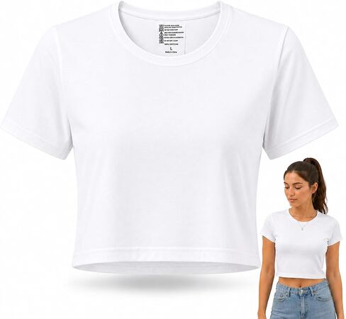 Women's Cropped T-Shirt, Polyester, Crew Neck, Soft Crop Top for Workouts and Lounge in Saudi Arabia