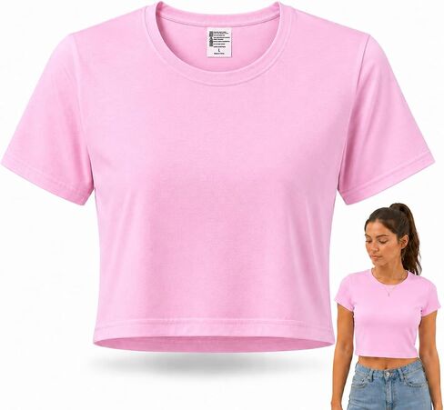 Women's Cropped T-Shirt, Polyester, Crew Neck, Soft Crop Top for Workouts and Lounge in Saudi Arabia