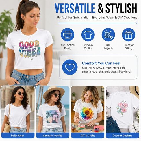 Women's Cropped T-Shirt, Polyester, Crew Neck, Soft Crop Top for Workouts and Lounge in Saudi Arabia