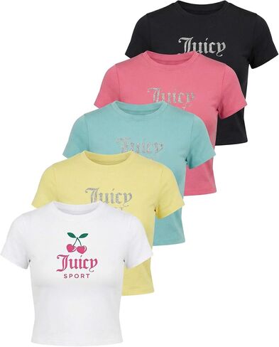 Juicy Couture Women's Cap Sleeve Crop Top Shirts – Athletic Workout, Gym, Yoga & Everyday Activewear in Kuwait
