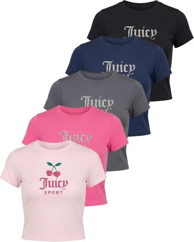 Juicy Couture Women's Cap Sleeve Crop Top Shirts – Athletic Workout, Gym, Yoga & Everyday Activewear in Kuwait