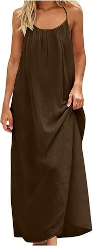 Sundresses for Women Backless Sleeveless Spaghetti Strap Holiday Maxi Dress Summer Beach Vacation Dresses in Kuwait