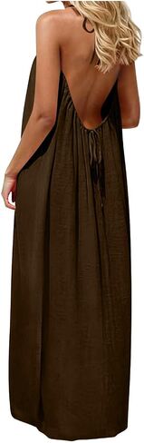 Sundresses for Women Backless Sleeveless Spaghetti Strap Holiday Maxi Dress Summer Beach Vacation Dresses in Kuwait