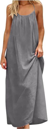 Sundresses for Women Backless Sleeveless Spaghetti Strap Holiday Maxi Dress Summer Beach Vacation Dresses in Kuwait