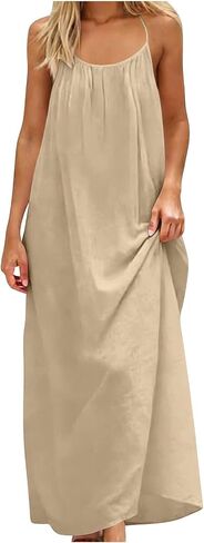 Sundresses for Women Backless Sleeveless Spaghetti Strap Holiday Maxi Dress Summer Beach Vacation Dresses in Kuwait