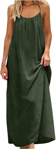 Sundresses for Women Backless Sleeveless Spaghetti Strap Holiday Maxi Dress Summer Beach Vacation Dresses in Kuwait