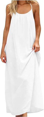 Sundresses for Women Backless Sleeveless Spaghetti Strap Holiday Maxi Dress Summer Beach Vacation Dresses in Kuwait