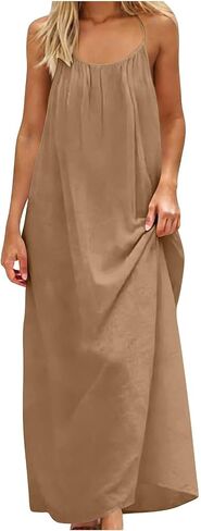 Sundresses for Women Backless Sleeveless Spaghetti Strap Holiday Maxi Dress Summer Beach Vacation Dresses in Kuwait