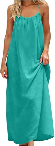 Sundresses for Women Backless Sleeveless Spaghetti Strap Holiday Maxi Dress Summer Beach Vacation Dresses in Kuwait