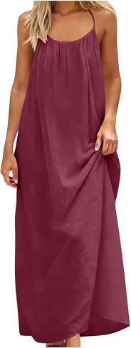 Sundresses for Women Backless Sleeveless Spaghetti Strap Holiday Maxi Dress Summer Beach Vacation Dresses in Kuwait