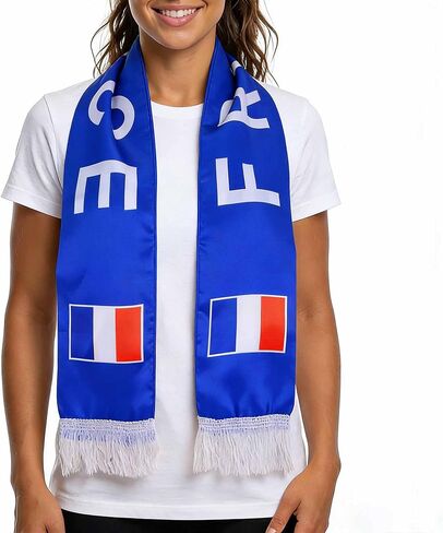 American Soccer Fan Scarf Game Day Red White Blue Football Soccer Supporter Scarf for Women in Saudi Arabia