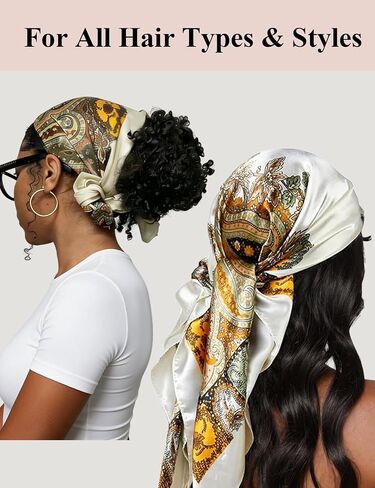 Ayesha Head Scarf for Women 4Pcs Satin Square Head Scarves, Like Silk Hair Scarf Bandanas for Women 35Inches in Saudi Arabia