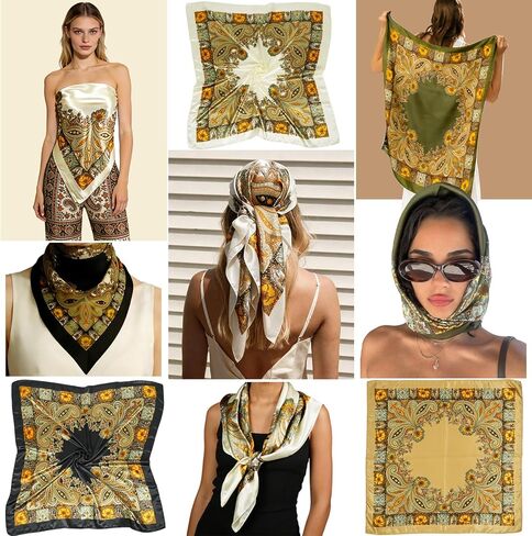 Ayesha Head Scarf for Women 4Pcs Satin Square Head Scarves, Like Silk Hair Scarf Bandanas for Women 35Inches in Saudi Arabia