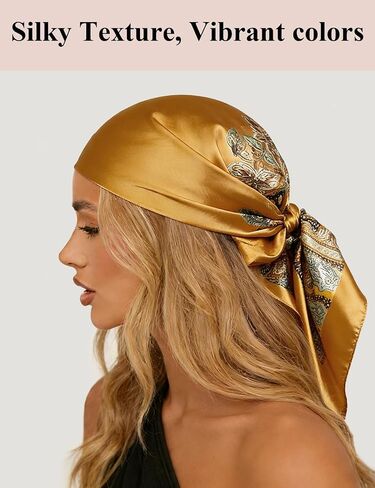 Ayesha Head Scarf for Women 4Pcs Satin Square Head Scarves, Like Silk Hair Scarf Bandanas for Women 35Inches in Saudi Arabia