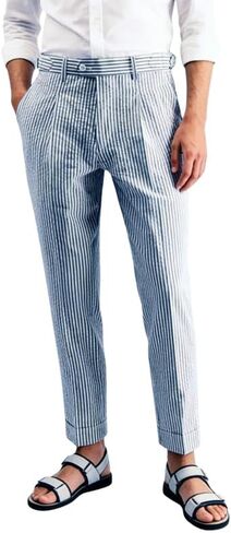 Mens Seersucker Pants Breathable Lightweight with Adjustable Waist for Summer Casual Business in Saudi Arabia