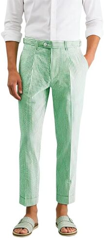 Mens Seersucker Pants Breathable Lightweight with Adjustable Waist for Summer Casual Business in Saudi Arabia