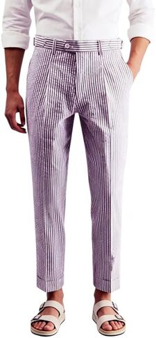 Mens Seersucker Pants Breathable Lightweight with Adjustable Waist for Summer Casual Business in Saudi Arabia