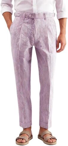 Mens Seersucker Pants Breathable Lightweight with Adjustable Waist for Summer Casual Business in Saudi Arabia